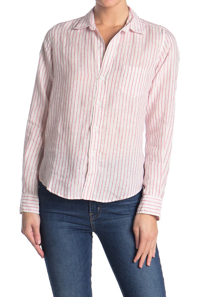 Barry Striped Classic Tailored Fit Shirt, Main, color, CLASSIC PINK STRIPE LINEN