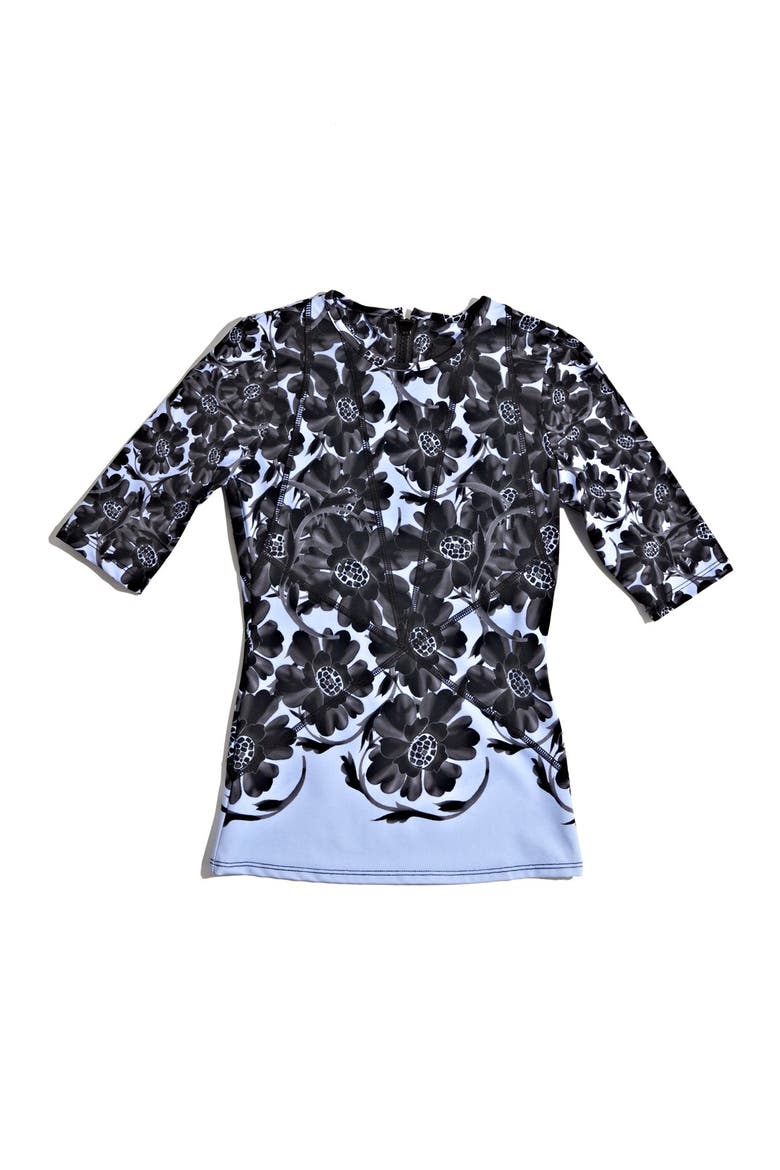 'Fashguard' Floral Print Rashguard, Alternate, color, BLUE FLOWER