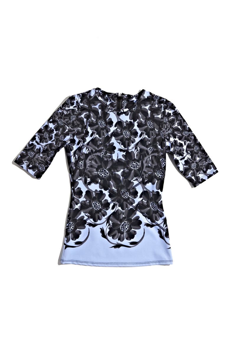 Cynthia Rowley 'Fashguard' Floral Print Rashguard, Alternate, color, 
