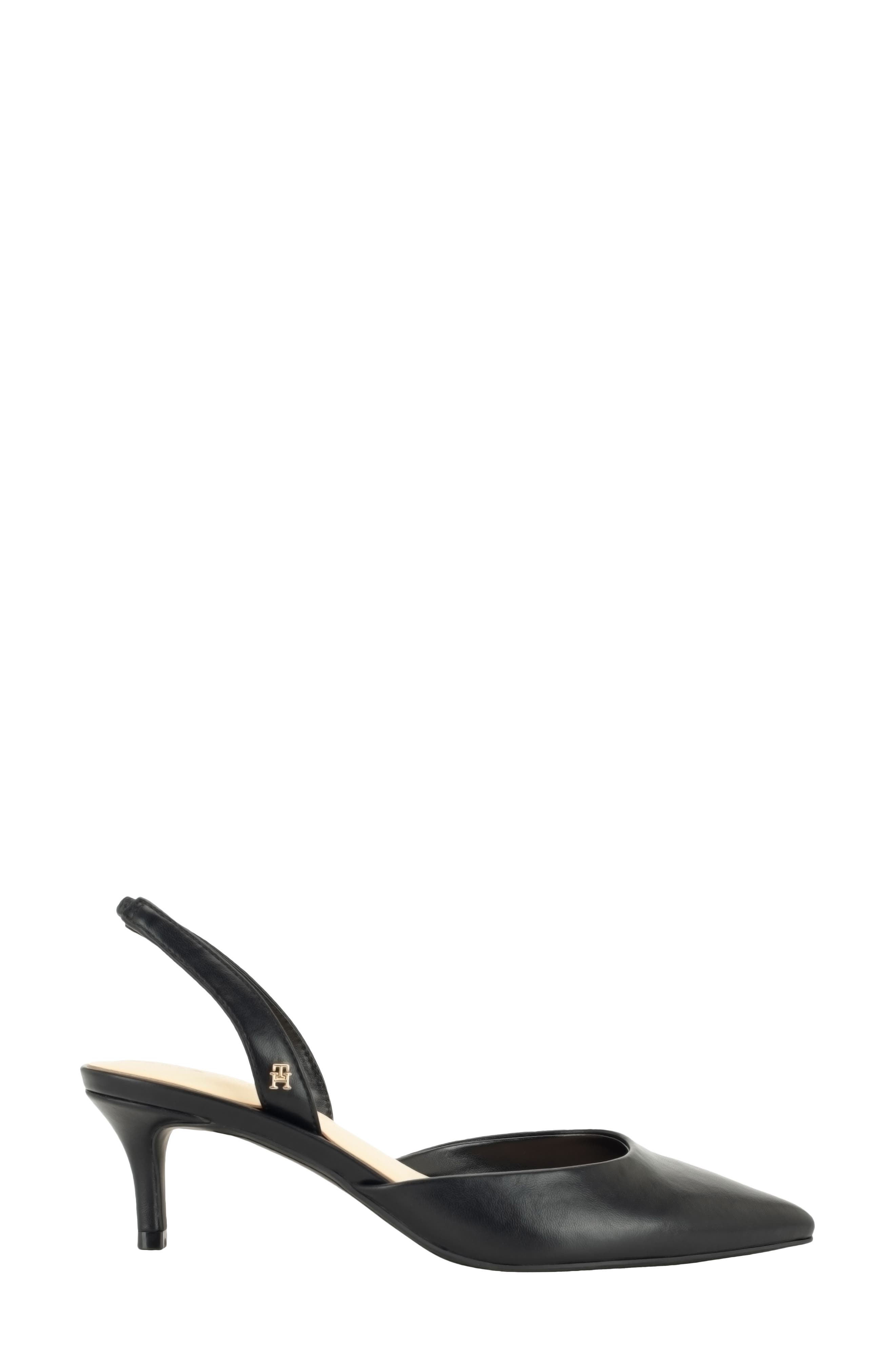 Tanna Slingback Pointed Toe Kitten Heel Pump, Alternate, color, BLACK