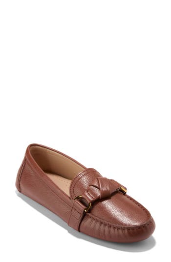 Cole Haan Emmie Knot Drivers In Dark Cuoio Leather