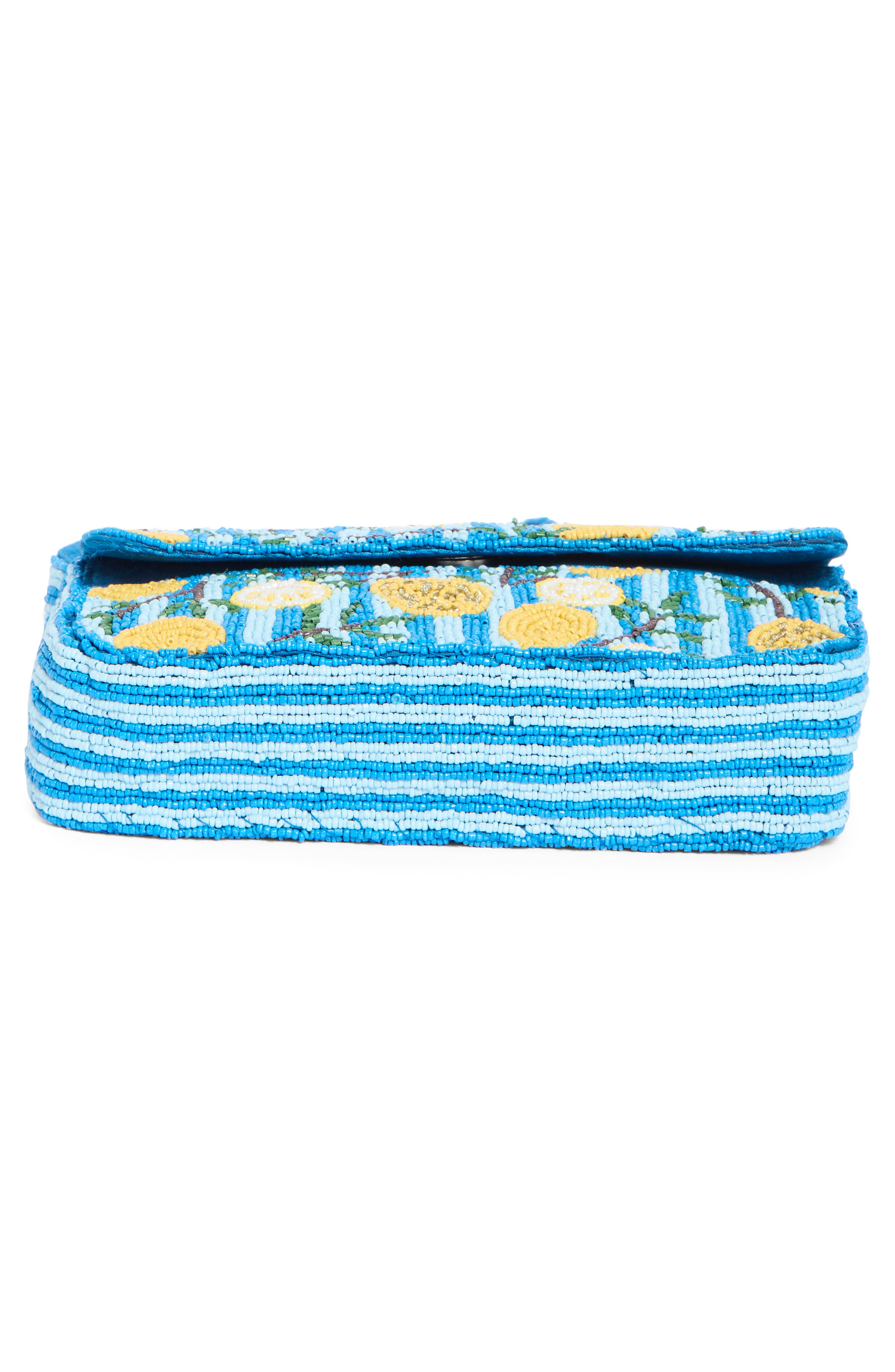 Collection XIIX Beaded Striped Lemon Shoulder Bag, Alternate, color, Blue Multi Stripe