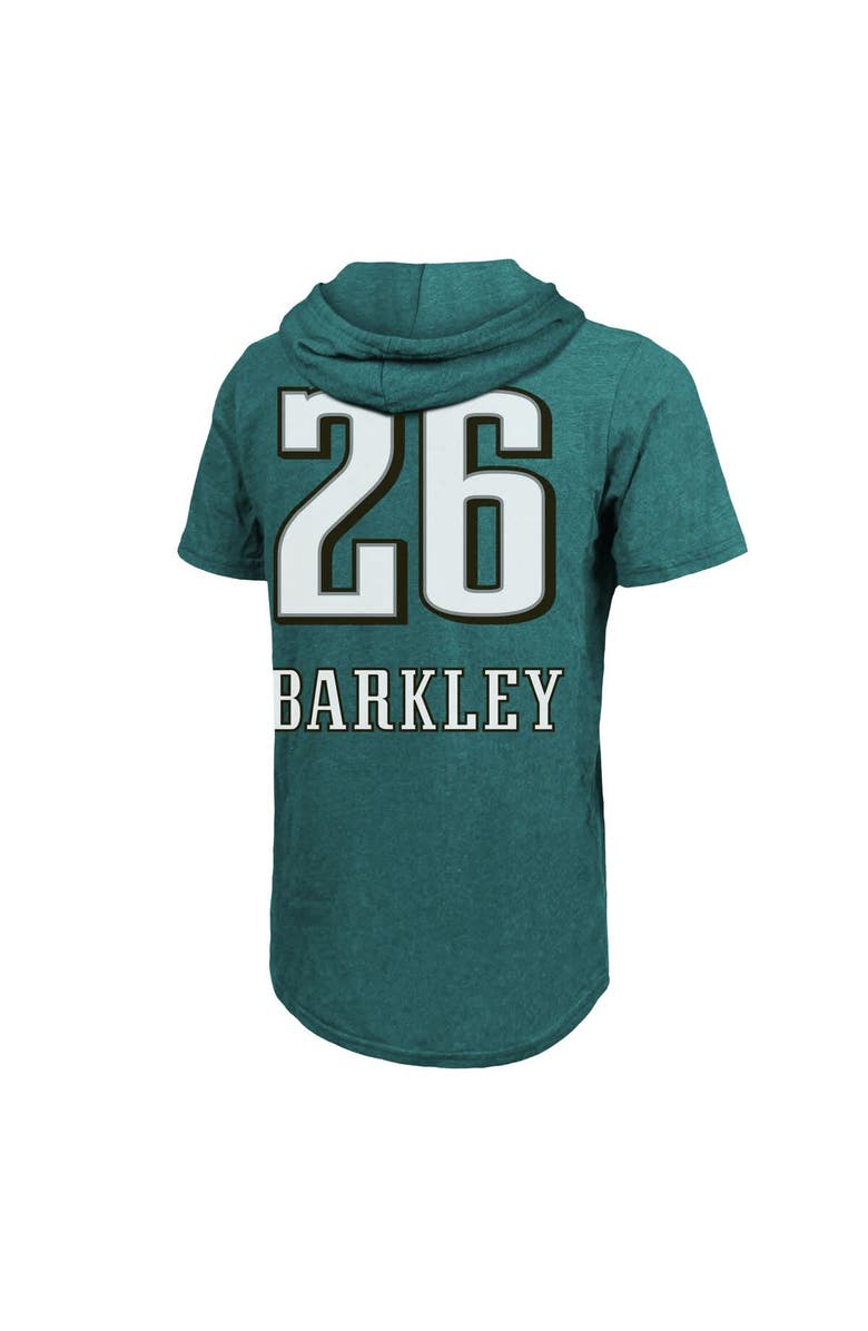Majestic Threads Men's Majestic Threads Saquon Barkley Midnight Green Philadelphia Eagles Super Bowl LIX Champions Name & Number Tri-Blend Short Sleeve Pullover Hoodie, Alternate, color, 