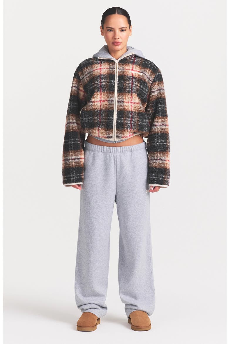 Teddy Boxy Full Zip Jacket, Alternate, color, SIENNA HERITAGE PLAID