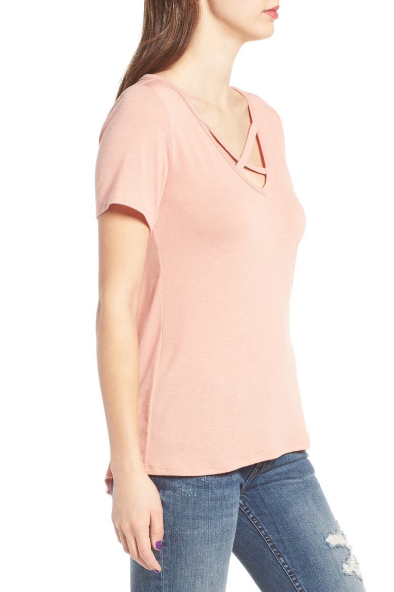 Strap Front Tee, Alternate, color, ROSE DAWN