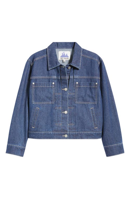 City Blues Pleated Denim Jacket In Purple