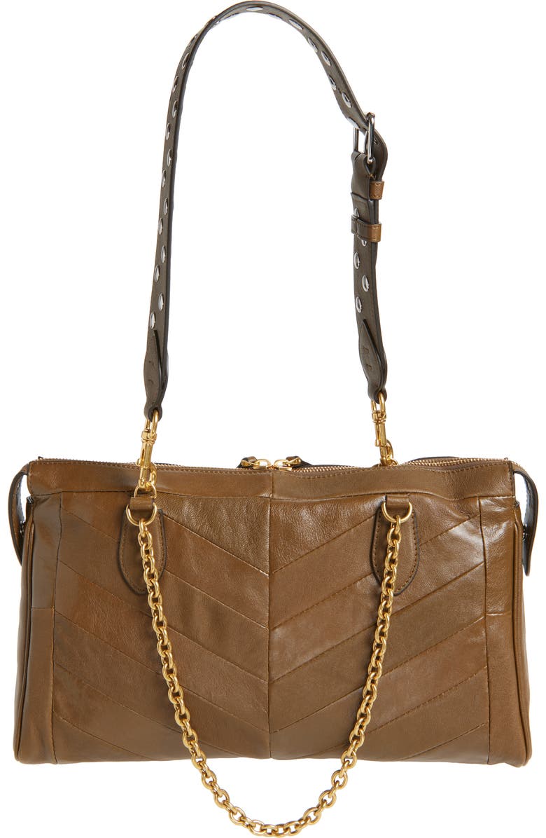 Valentino Garavani Panthea Chevron Patchwork Leather Tote, Alternate, color, Tundra