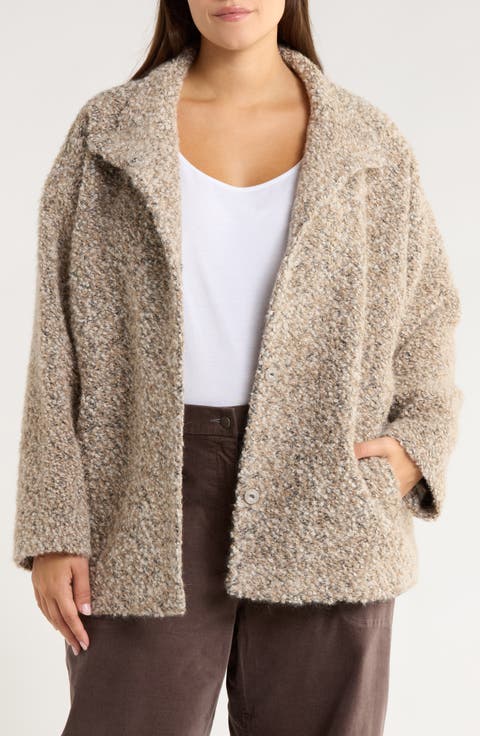 Alpaca & Wool Blend Short Coat (Plus)