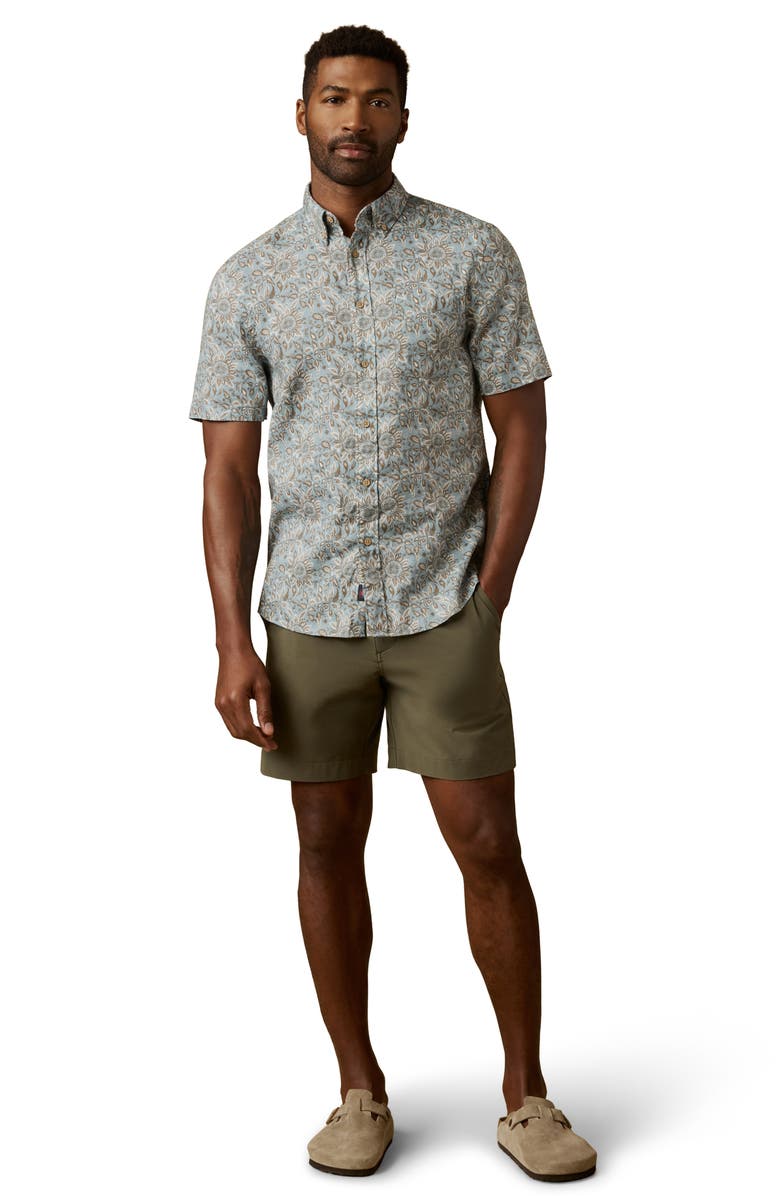 Faherty Breeze Short Sleeve Button-Down Shirt, Alternate, color, Teal Island Floral