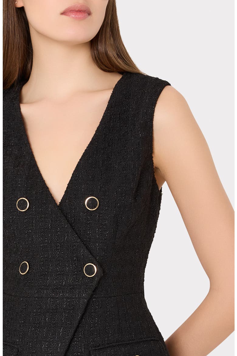 Bouclé Mixed Media Minidress, Alternate, color, BLACK