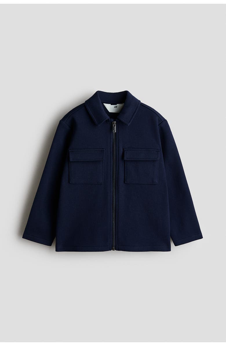 H&M Piqué Shacket, Main, color, Navy Blue