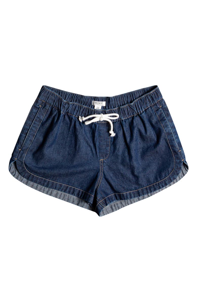 Roxy New Impossible Drawstring Cotton Denim Shorts, Alternate, color, 