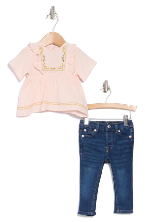 Embroidered Top & Skinny Jeans Set (Baby)