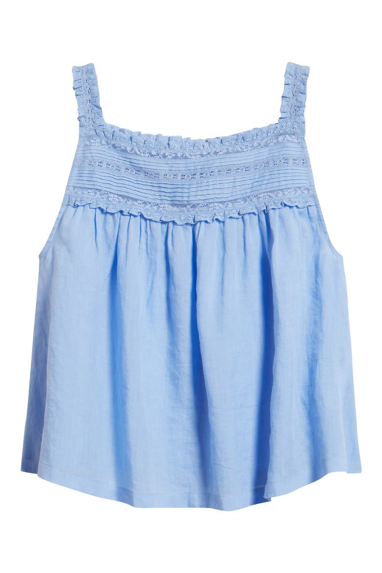 Benita Pintuck Lace Woven Top, Alternate, color, BLUEJAY