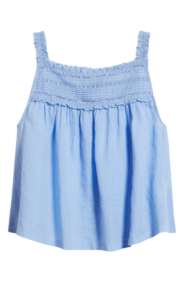 DÔEN Benita Pintuck Lace Woven Top, Alternate, color, Bluejay
