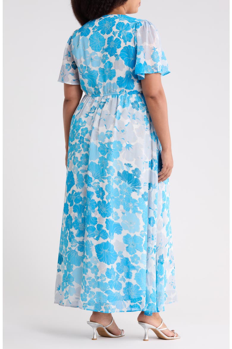 Kerela Floral Linana Button Maxi Dress, Alternate, color, WHITE-BLUE-COMBO