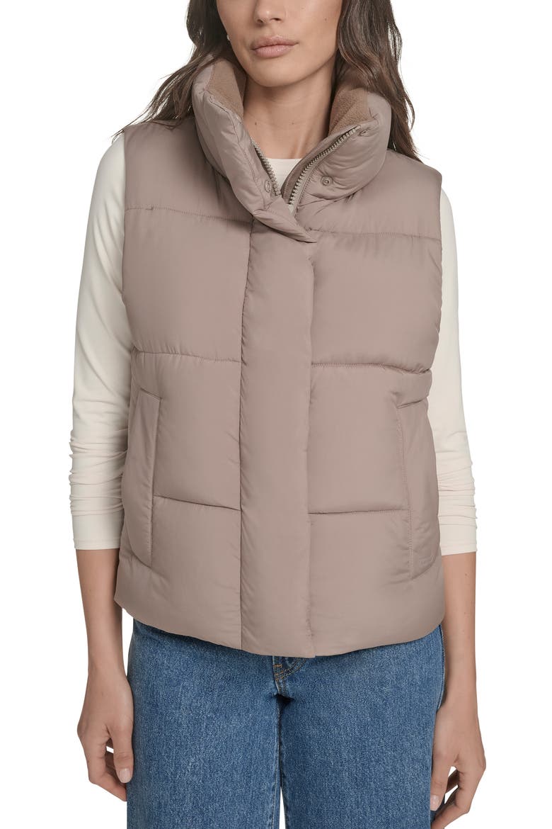 Quilted Puffer Vest, Main, color, TAUPE GREY