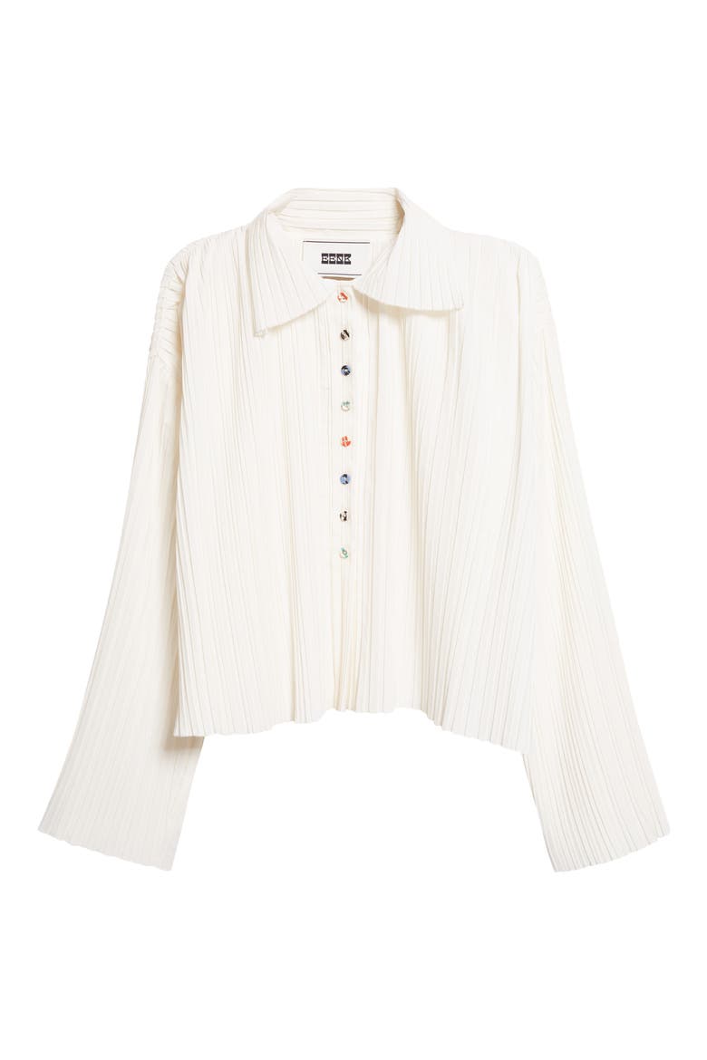 Pleated Button-Up Shirt, Alternate, color, IVORY