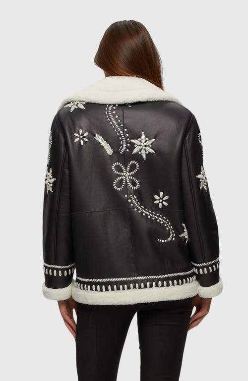 Gorski Shearling Lamb Jacket With Embroidery In Black