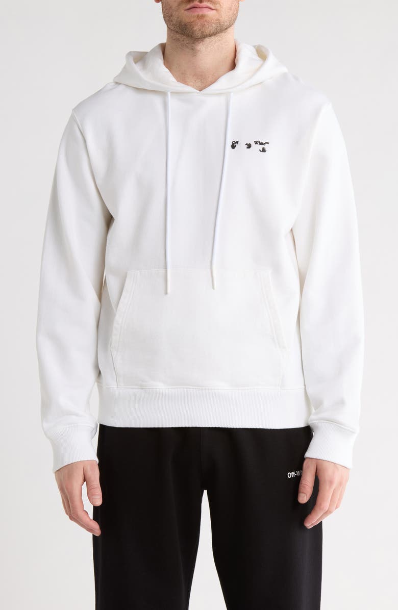 Off-White Slim Fit Logo Cotton Graphic Hoodie, Main, color, White And Black