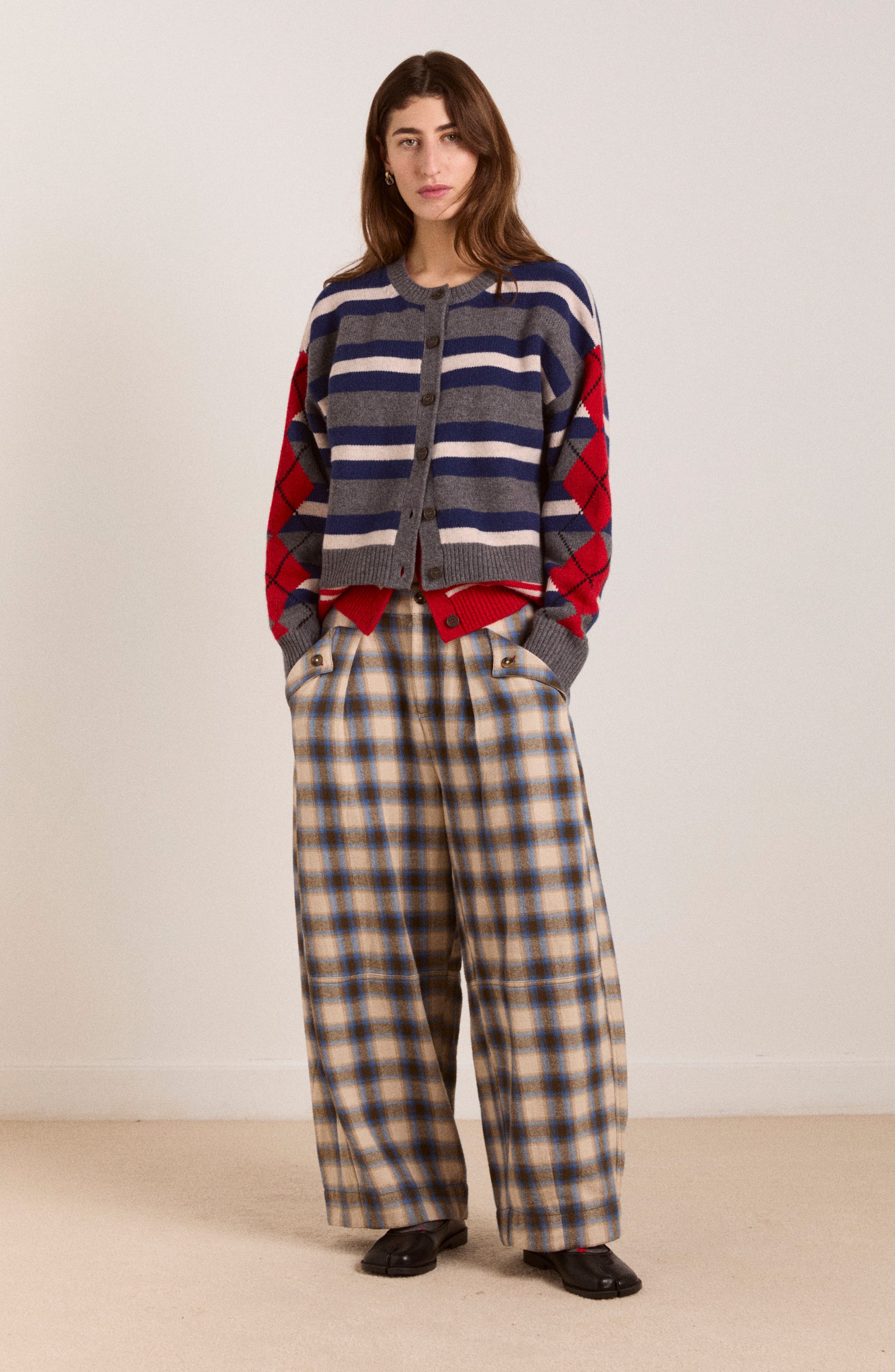 Mara Brushed Check Organic Cotton Pants - image 2