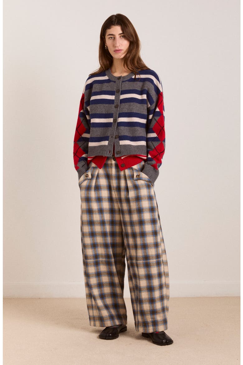 Mara Brushed Check Organic Cotton Pants, Alternate, color, MULTICOLORED