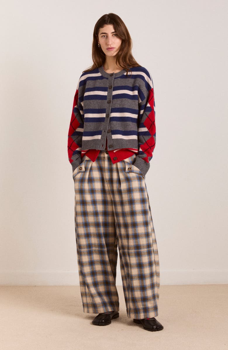 Damson Madder Mara Brushed Check Organic Cotton Pants, Alternate, color,