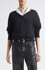 Eleventy Metallic Stripe Wool V-Neck Sweater