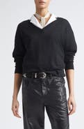 Eleventy Metallic Stripe Wool V-Neck Sweater