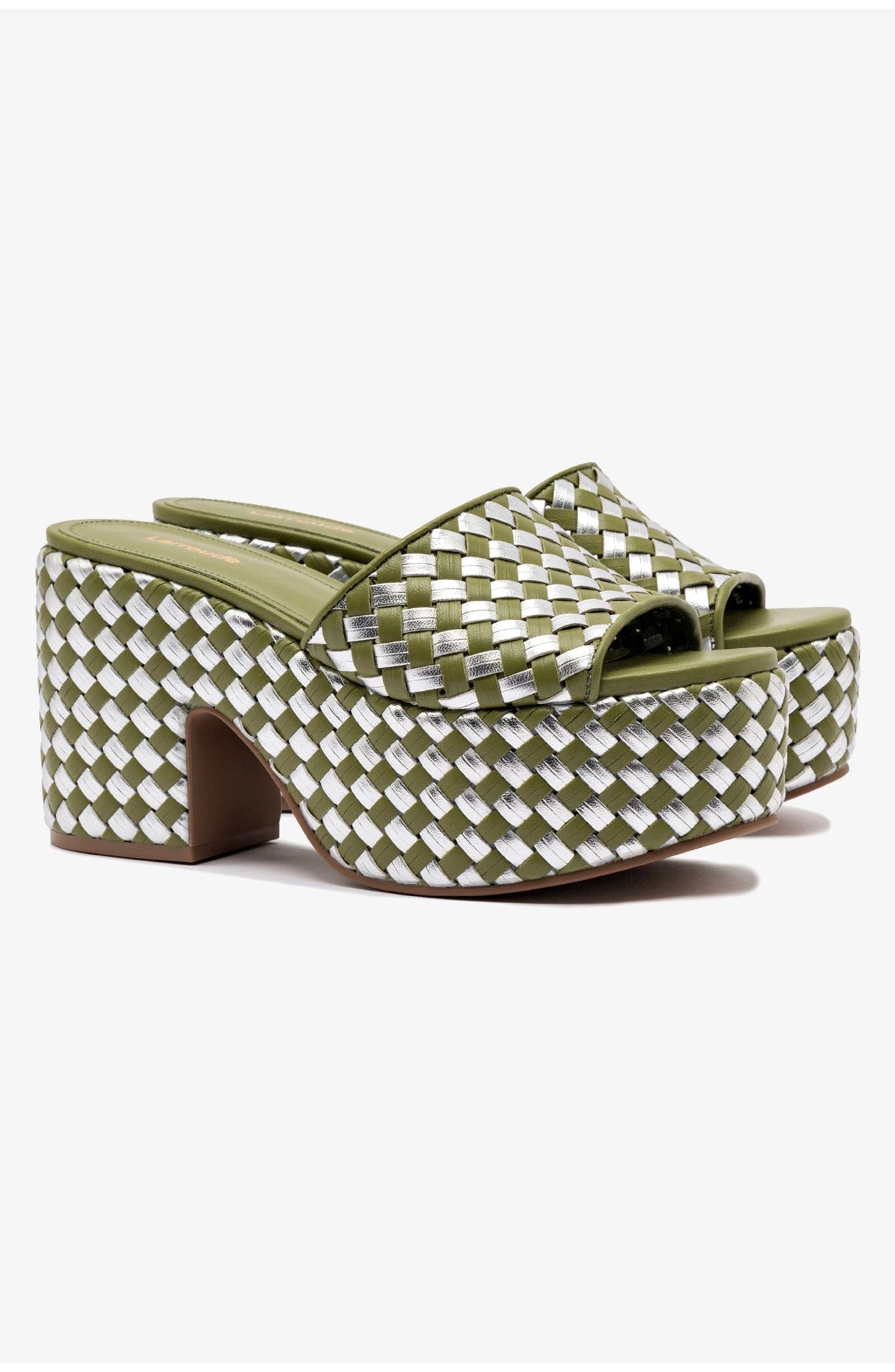 Larroudé Woven Leather Miso Platform Sandal, Alternate, color, 
