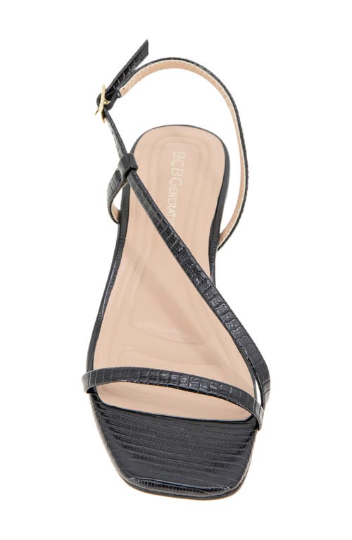 Bcbgeneration Inaya Snakeskin Embossed Sandal In Black