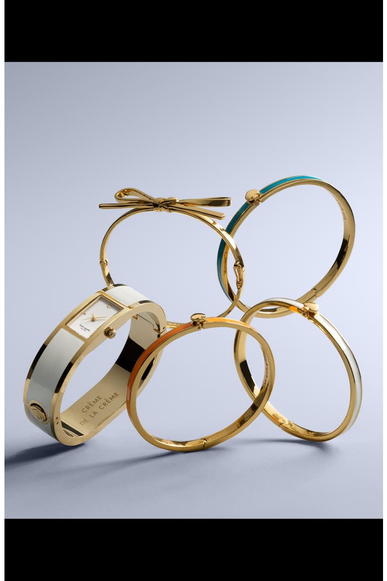 'skinny mini' bow bangle, Alternate, color, FLO PINK/ GOLD
