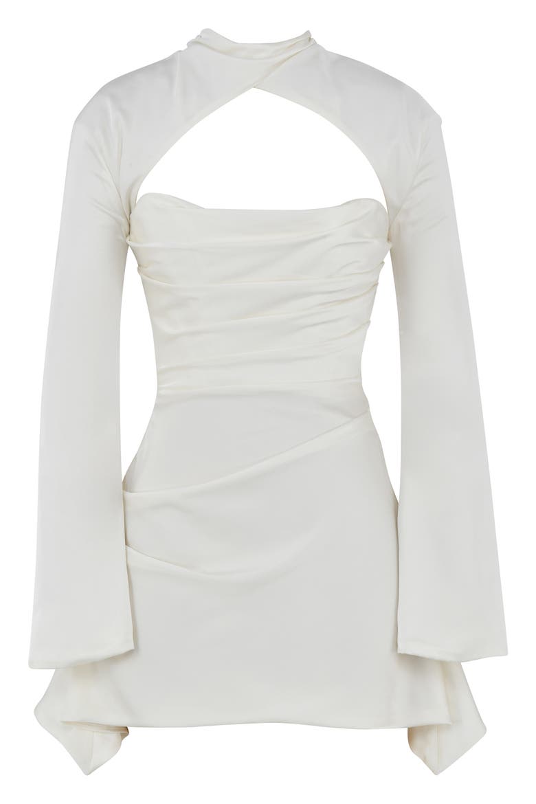 Toira Long Sleeve Satin Corset Minidress, Alternate, color, IVORY