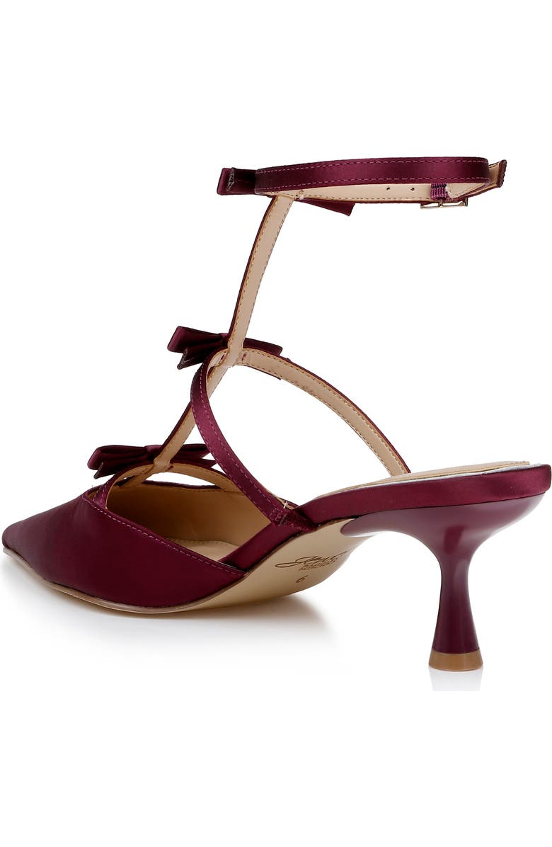 Jewel Badgley Mischka Elisabetta Ankle Strap Pointed Toe Kitten Heel Pump, Alternate, color, Bordeaux Satin