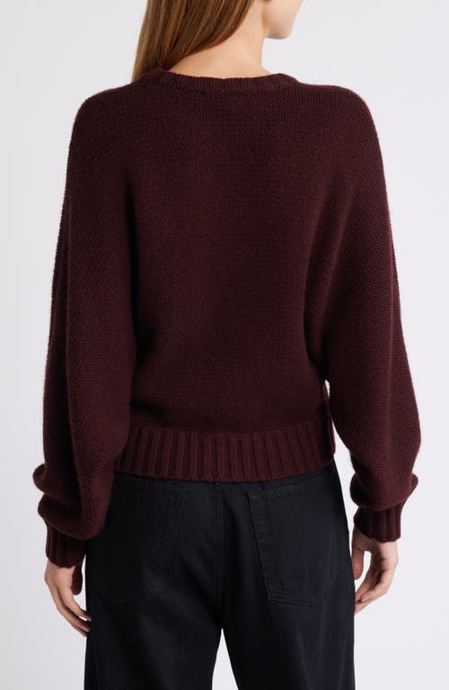 Frame Crewneck Dolman Sleeve Wool Blend Sweater In Burgundy