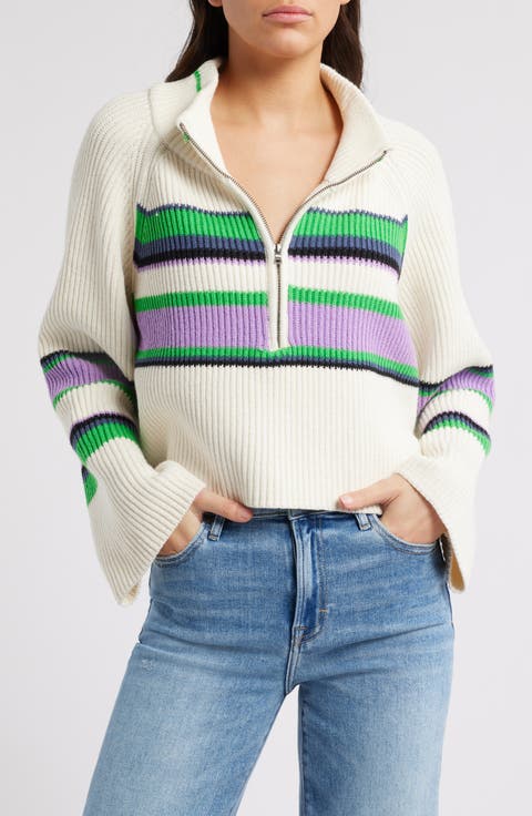 Greta Stripe Half Zip Sweater