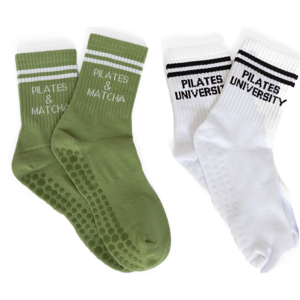 Pilates University 1883 Assorted 2-pack Classic Nonslip Grip Crew Socks