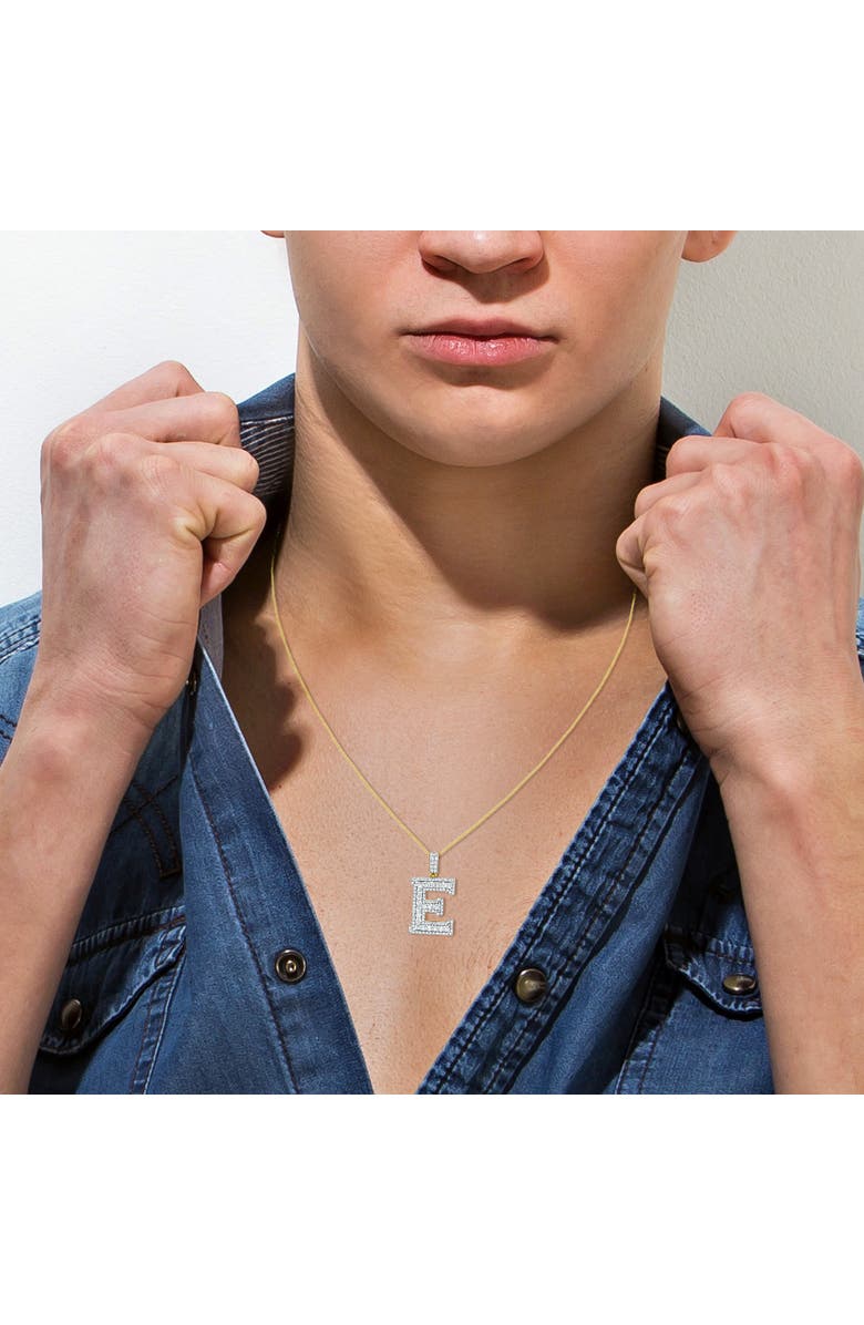 LuvMyJewelry E Initial Diamond Pendant 14K Yellow Gold - 2.43 Carats, Alternate, color, 