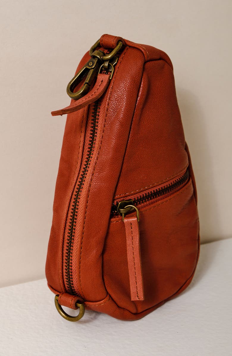 Free People Mini Coffee Date Leather Crossbody Bag, Alternate, color, Terracotta