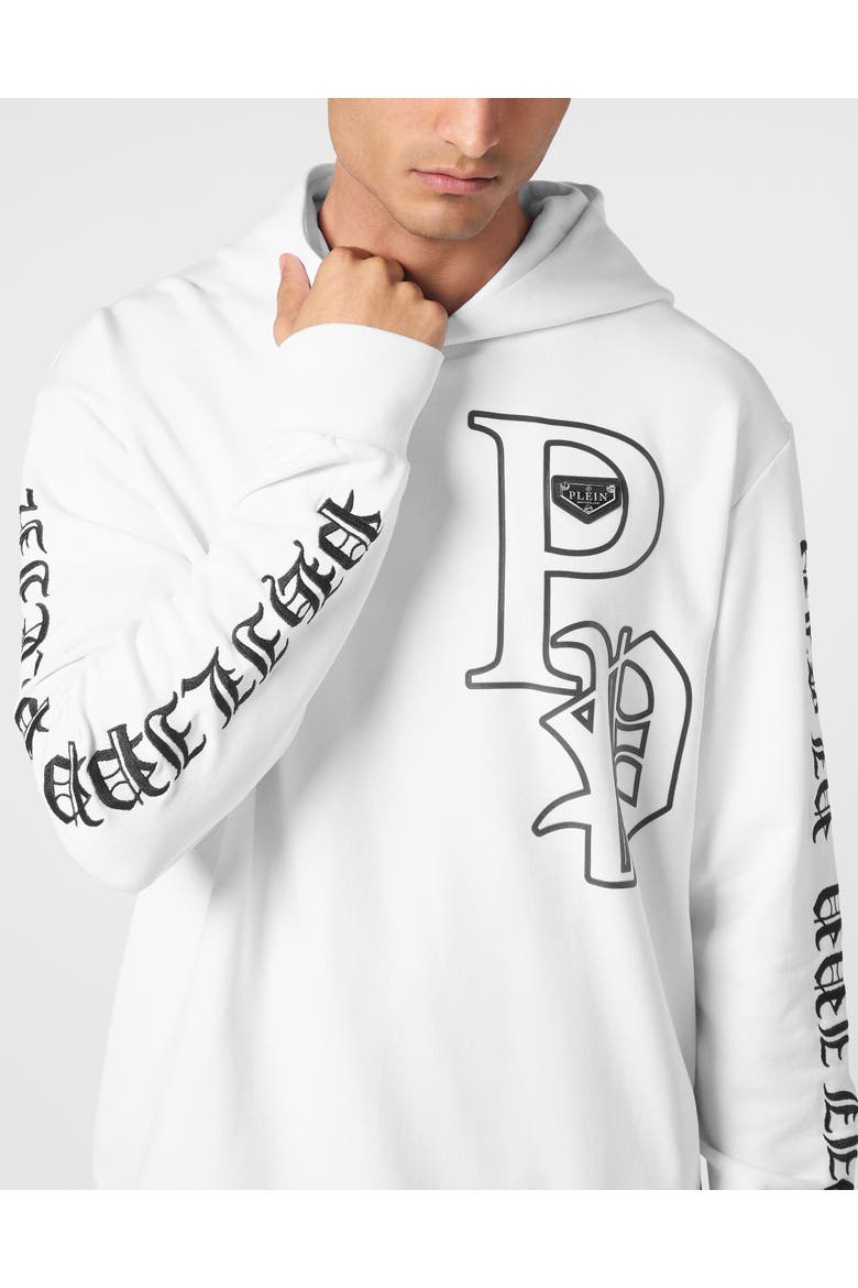 Hoodie Sweatshirt Ls Gothic Plein Men, Alternate, color, white