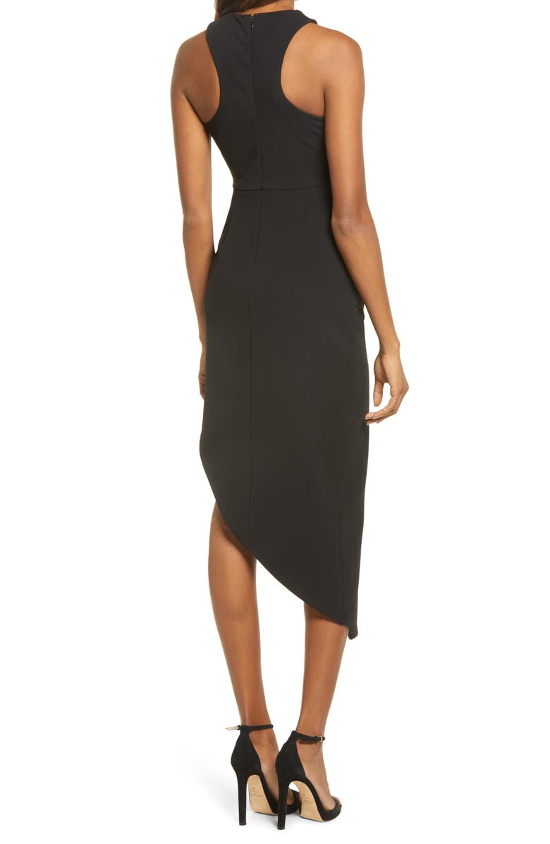 Lulus Guess Again Halter Neck Asymmetrical Midi Dress, Alternate, color,