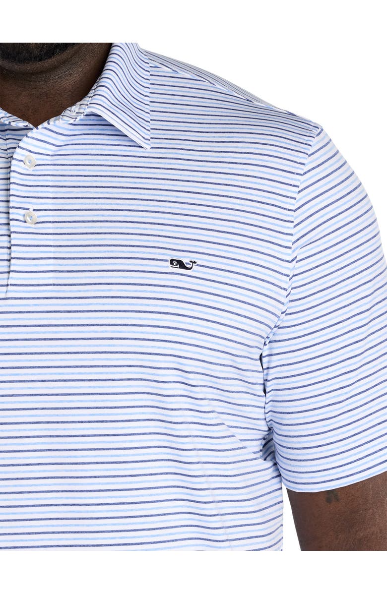vineyard vines Big & Tall Tri-Color Bradley Sankaty Performance Polo Shirt, Alternate, color, White Ocean Breeze