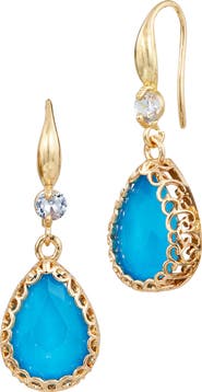 SAVVY CIE JEWELS 18K Gold Plated Cubic Zirconia & Resin Drop Earrings