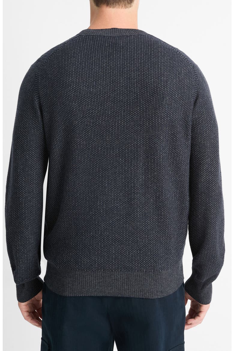 Geometric Jacquard Wool & Cotton Blend Crewneck Sweater, Alternate, color, COASTAL/ MED HEATHER GREY