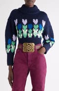 Chloé Graphic Floral Crop Wool Sweater