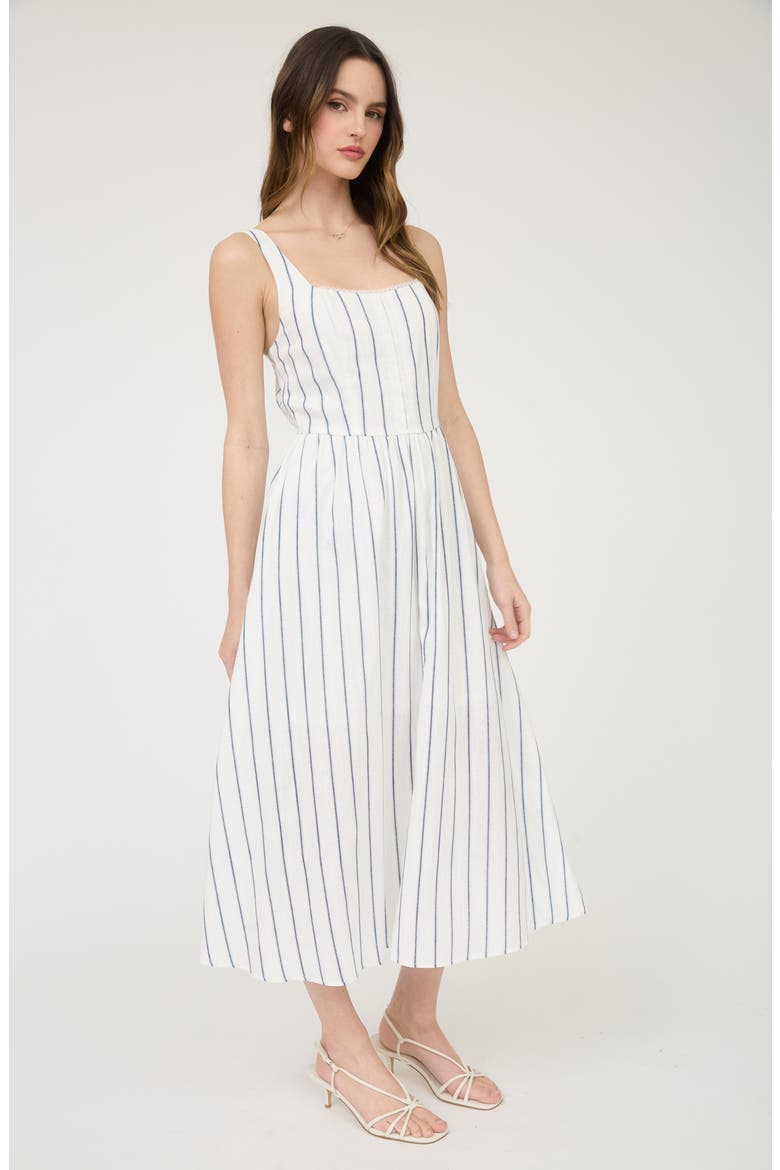 Striped Midi Sundress, Alternate, color, WHITE
