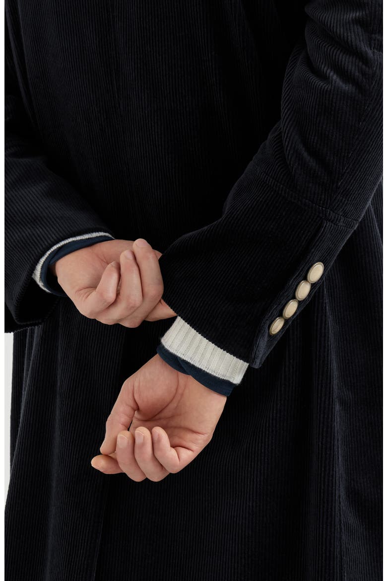 Comfort Cotton And Cashmere Corduroy One-and-a-half Breasted Coat, Alternate, color, Navy Blue