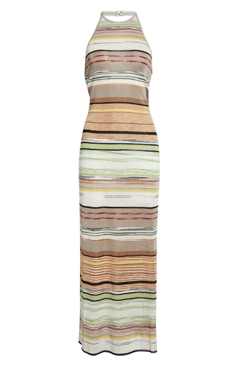 Missoni Flame Space Dye Stripe Knit Halter Neck Dress, Alternate, color, Green Brown Tones