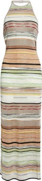 Missoni Flame Space Dye Stripe Knit Halter Neck Dress