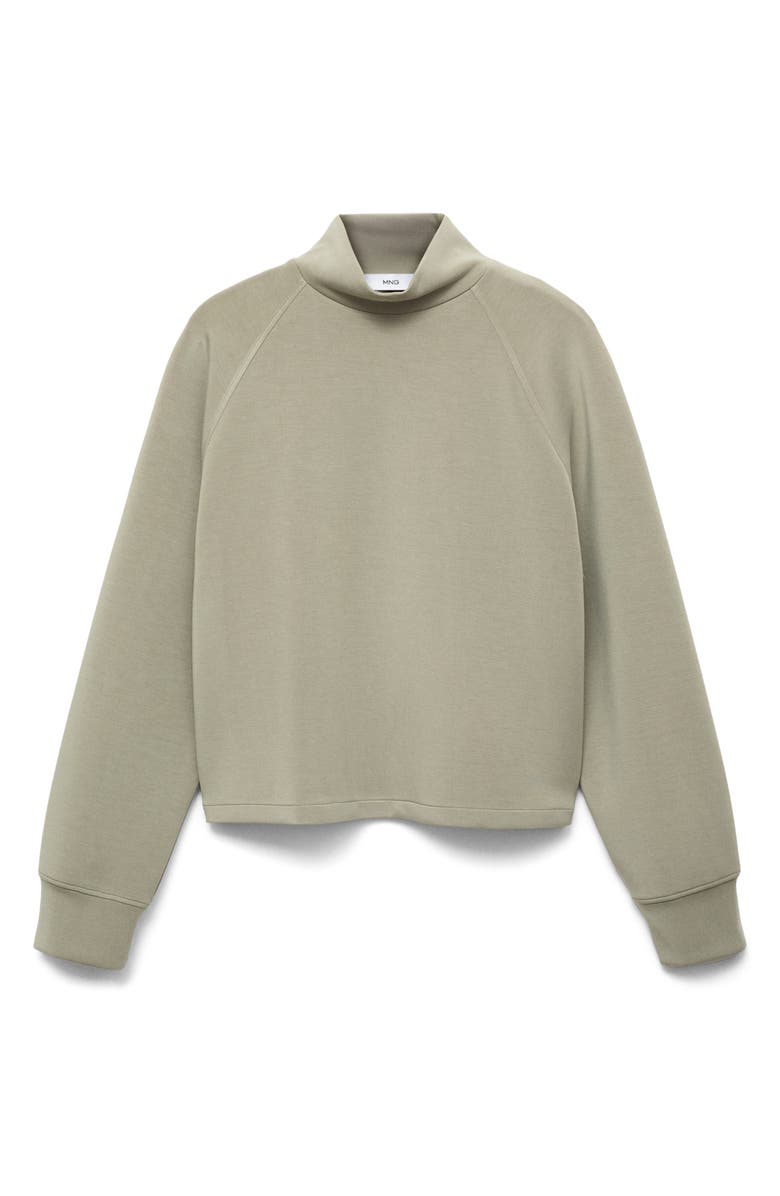 MANGO Mock Neck Sweatshirt, Alternate, color, Khaki Green